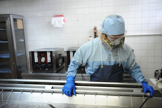 Preparation room ventilation. Embalming room safety.